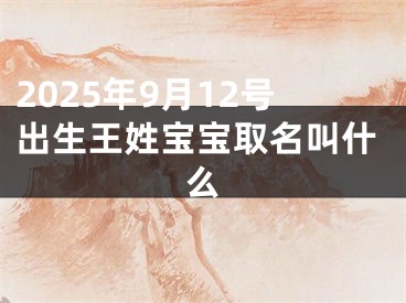 2025年9月12号出生王姓宝宝取名叫什么