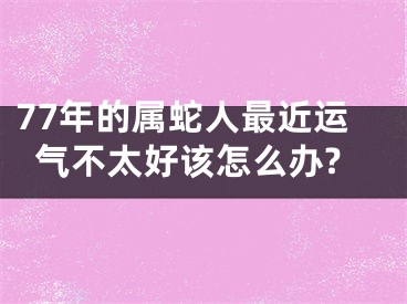 77年的属蛇人最近运气不太好该怎么办?