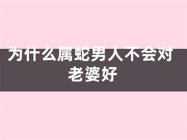 为什么属蛇男人不会对老婆好