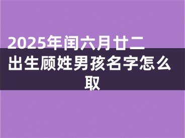 2025年闰六月廿二出生顾姓男孩名字怎么取