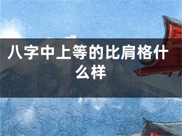 八字中上等的比肩格什么样