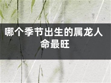 哪个季节出生的属龙人命最旺