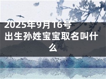 2025年9月16号出生孙姓宝宝取名叫什么