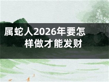属蛇人2026年要怎样做才能发财
