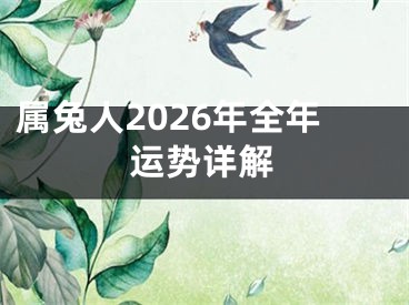 属兔人2026年全年运势详解