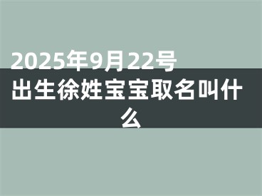 2025年9月22号出生徐姓宝宝取名叫什么