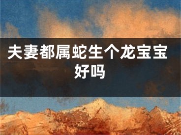 夫妻都属蛇生个龙宝宝好吗