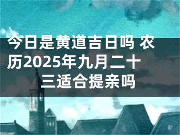 今日是黄道吉日吗 农历2025年九月二十三适合提亲吗