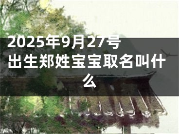 2025年9月27号出生郑姓宝宝取名叫什么