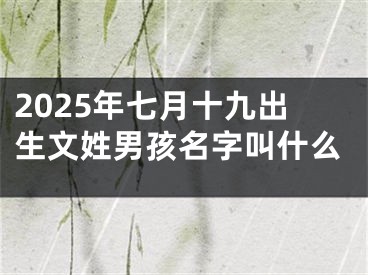 2025年七月十九出生文姓男孩名字叫什么