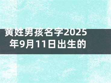 黄姓男孩名字2025年9月11日出生的