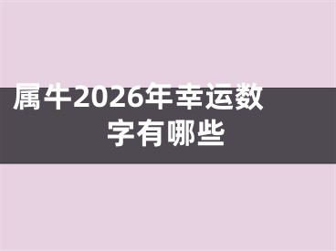 属牛2026年幸运数字有哪些