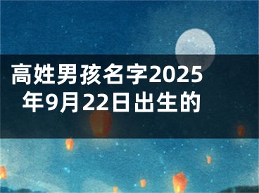 高姓男孩名字2025年9月22日出生的