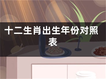 十二生肖出生年份对照表