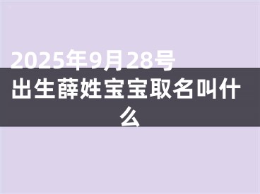 2025年9月28号出生薛姓宝宝取名叫什么