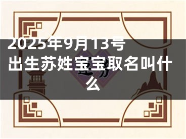 2025年9月13号出生苏姓宝宝取名叫什么
