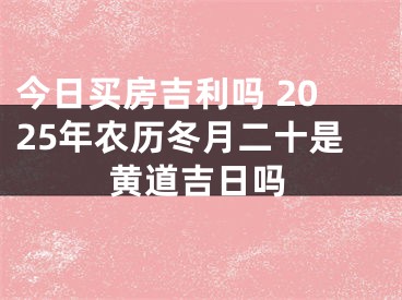 今日买房吉利吗 2025年农历冬月二十是黄道吉日吗