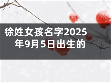 徐姓女孩名字2025年9月5日出生的