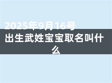 2025年9月16号出生武姓宝宝取名叫什么