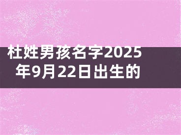 杜姓男孩名字2025年9月22日出生的