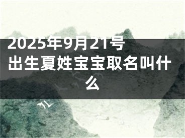 2025年9月21号出生夏姓宝宝取名叫什么