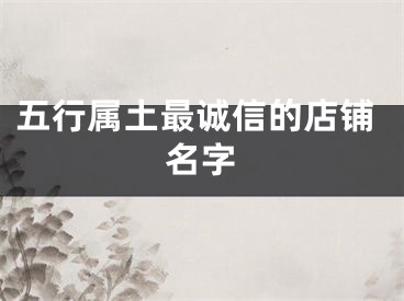 五行属土最诚信的店铺名字