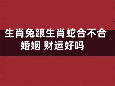 生肖兔跟生肖蛇合不合婚姻 财运好吗