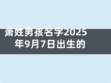 萧姓男孩名字2025年9月7日出生的