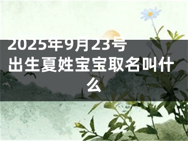 2025年9月23号出生夏姓宝宝取名叫什么