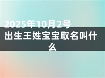 2025年10月2号出生王姓宝宝取名叫什么