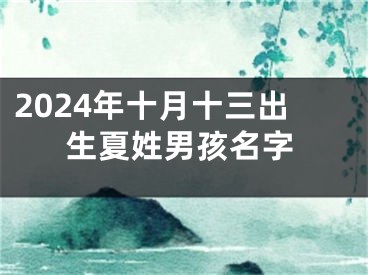 2024年十月十三出生夏姓男孩名字