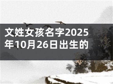 文姓女孩名字2025年10月26日出生的