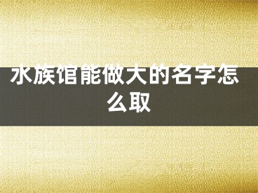 水族馆能做大的名字怎么取