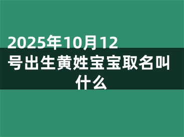 2025年10月12号出生黄姓宝宝取名叫什么