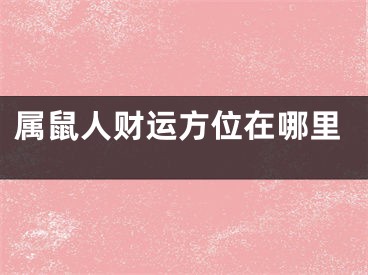 属鼠人财运方位在哪里