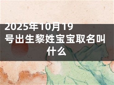 2025年10月19号出生黎姓宝宝取名叫什么