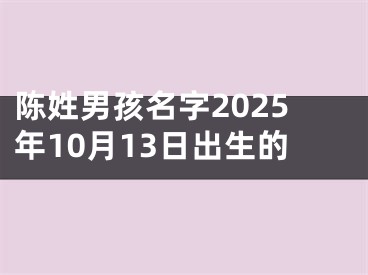 陈姓男孩名字2025年10月13日出生的