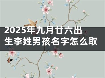 2025年九月廿六出生李姓男孩名字怎么取