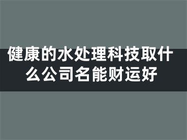 健康的水处理科技取什么公司名能财运好