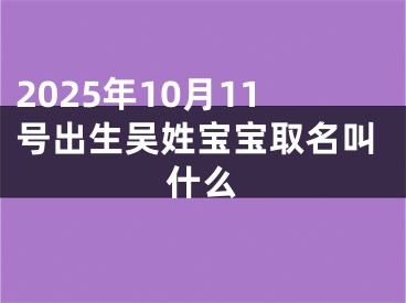 2025年10月11号出生吴姓宝宝取名叫什么