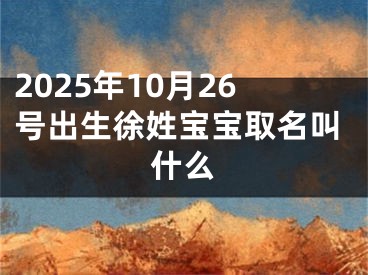 2025年10月26号出生徐姓宝宝取名叫什么