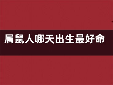 属鼠人哪天出生最好命