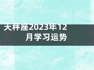 天秤座2023年12月学习运势