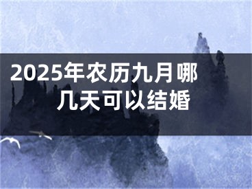 2025年农历九月哪几天可以结婚