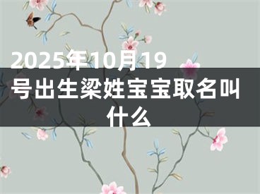 2025年10月19号出生梁姓宝宝取名叫什么