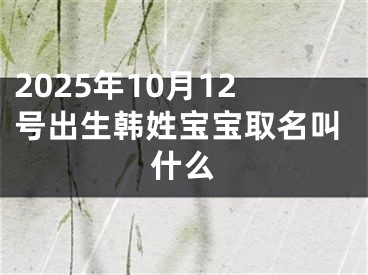 2025年10月12号出生韩姓宝宝取名叫什么