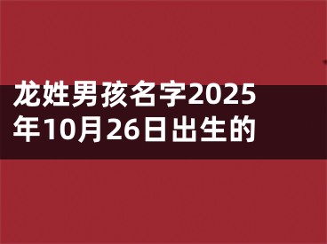 龙姓男孩名字2025年10月26日出生的