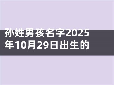 孙姓男孩名字2025年10月29日出生的