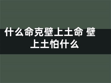 什么命克壁上土命 壁上土怕什么
