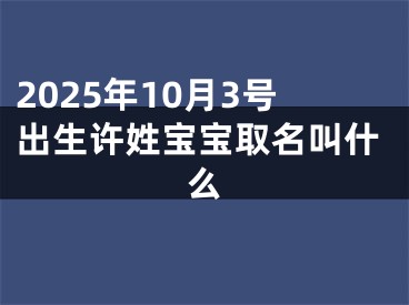 2025年10月3号出生许姓宝宝取名叫什么